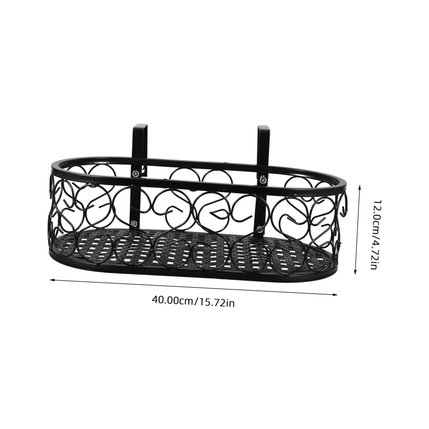VICASKY Elegant Balcony Railing Flower Stand Outdoor Metal Plant Holder Hanging Flower Pot Rack Decorative Shelf for Patio
