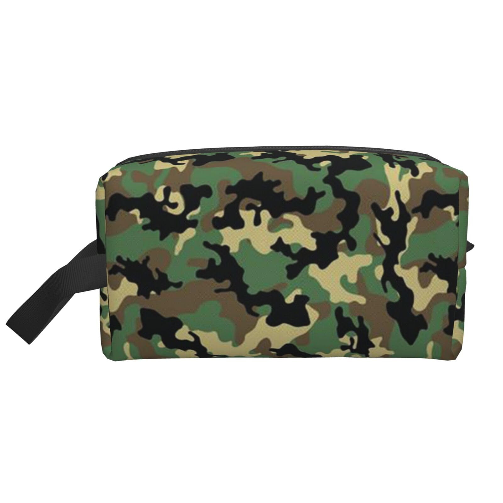 Ercgad Unisex White Camo Print Large Capacity Travel Toiletry Bag Cosmetic Pouch Daily Storage Makeup Case