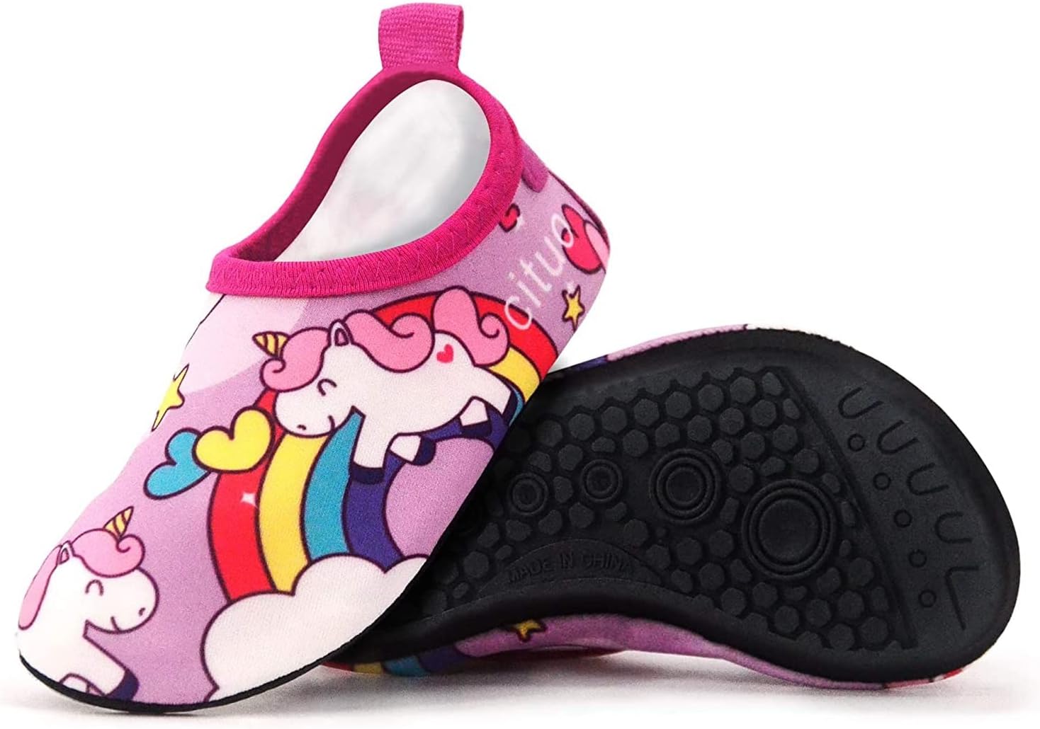 Girls Boys Water Shoes Cartoon Unicorn Whale Dinosaur Water Sport Shoes Quick-Dry Hard Sole Non-Slip Barefoot Water Shoes Swim Socks Aqua Water Shoes