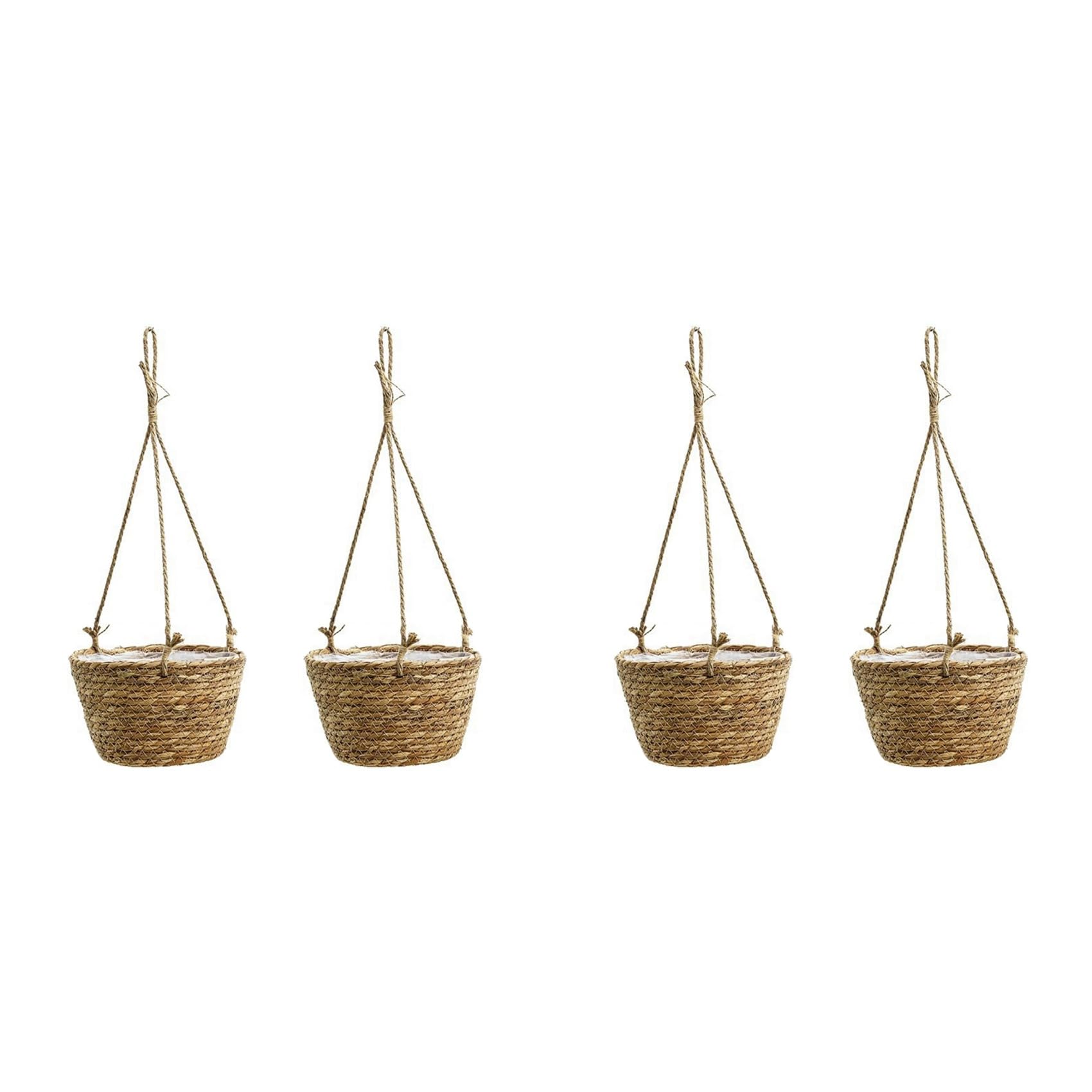 Hndhbfgrt 4X Straw Basket Flowerpot, Balcony Creativedecoration Planting Radish Hanging Basin, Hanging Woven Flower Basket,