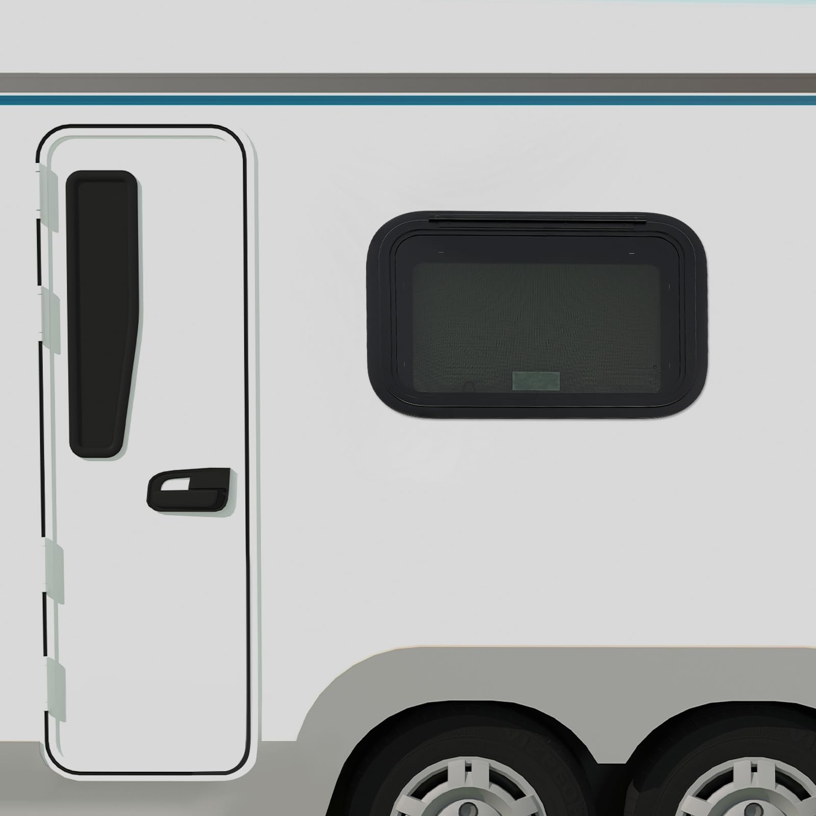 Ausstellfenster Wohnmobilfenster 60x40cm mit Fliegengitter für Wohnwagen | Gehärtetes Glas, Aluminiumrahmen, Push-Funktion & einfache Montage. Ideal für Wohnmobile, Camper, Vans und Anhänger