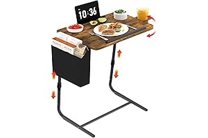 Portable Dinner Tray Table - Adjustable Wooden TV Tray with Foldable Stand and Cup Holder