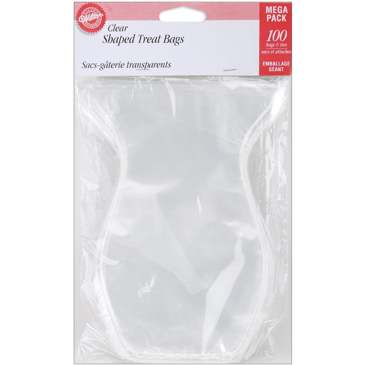 Wilton Shaped Treat Bags 4.625"X7.25" 100/Pkg-Clear