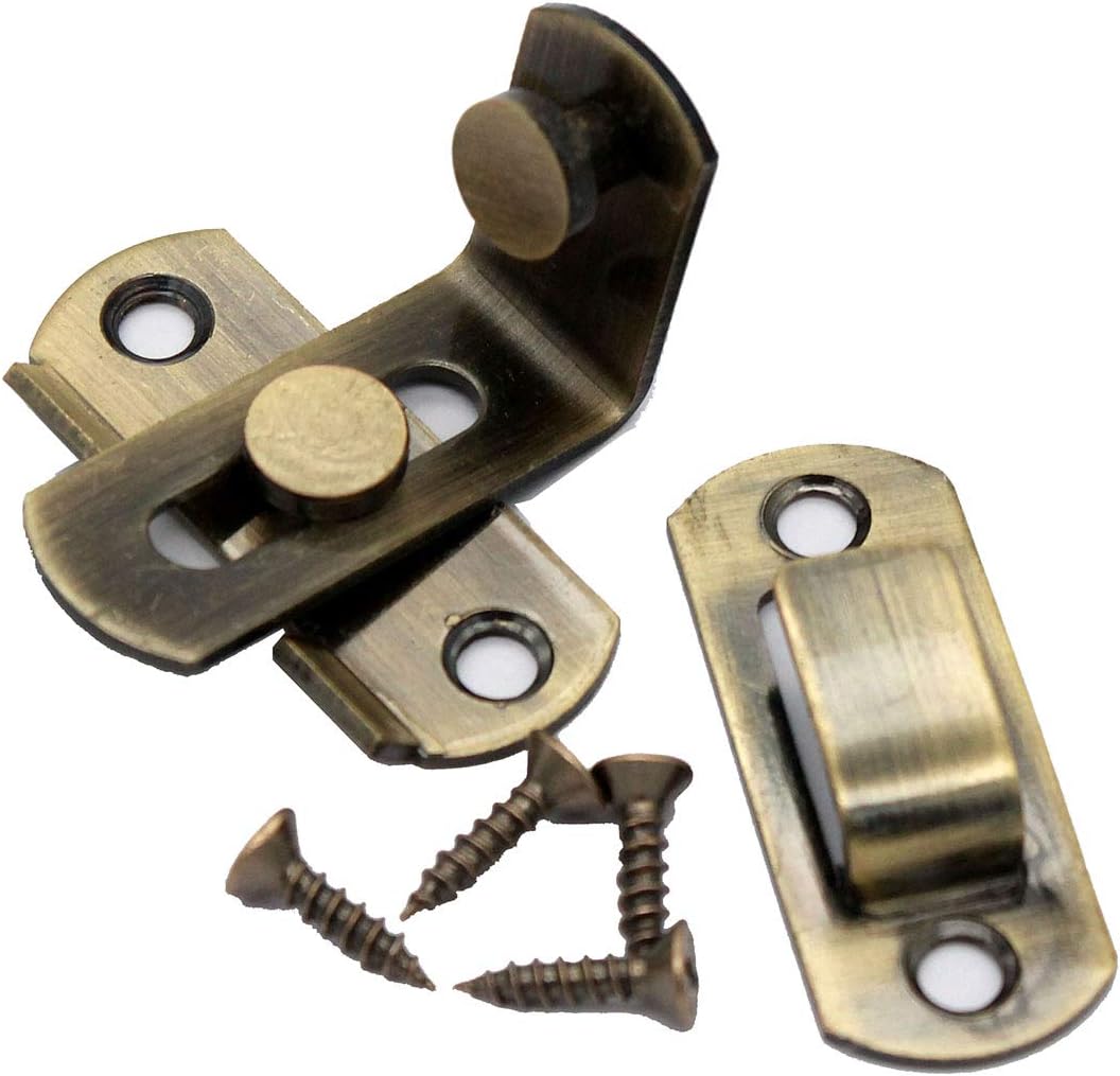 90 Degree Right Angle Door Latch Hasp Bending Latch Buckle Bolt Sliding Lock Barrel Bolt with Screws for Doors and Windows