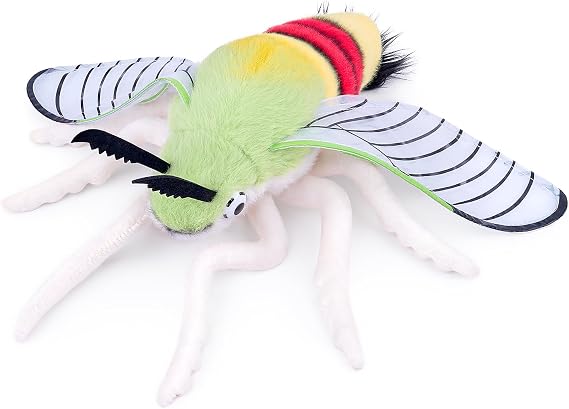 FRANKIEZHOU Realistic Cephonodes Hylas Plush Animal - Yellow 9.8 Inch,Pellucid Hawkmoth Plush Toy, Soft Moth Stuffed Toy for Kids, Home Decor, Cuddle Toy
