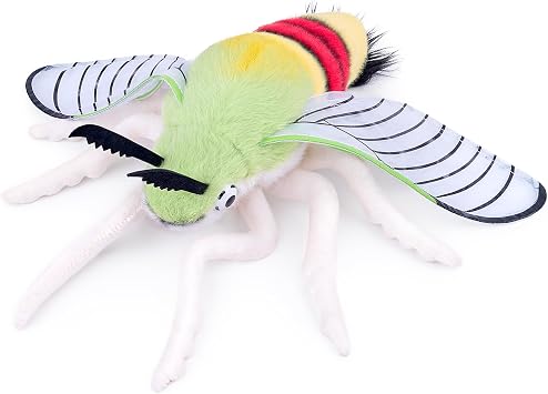 FRANKIEZHOU Realistic Cephonodes Hylas Plush Animal - Yellow 9.8 Inch,Pellucid Hawkmoth Plush Toy, Soft Moth Stuffed Toy for Kids, Home Decor, Cuddle Toy