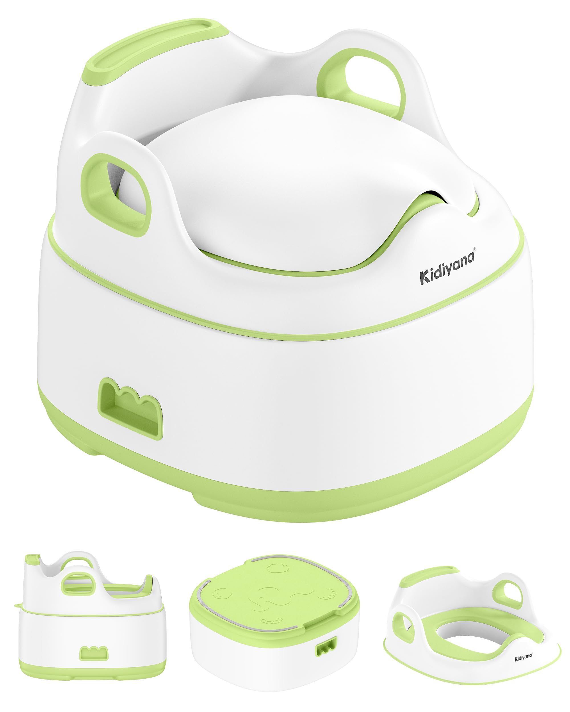 Orinal infantil 3 en 1, diseño de elefante, asiento de inodoro y taburete, estable y antideslizante, reductor de asiento con protección contra salpicaduras, ergonómico, fácil de limpiar, para