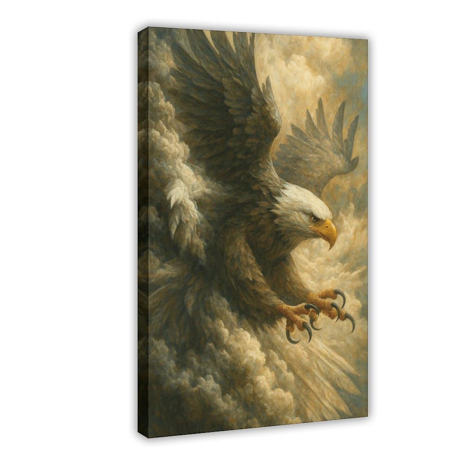 Qnvjqkdsi Frame Majestic Eagle Wildlife Nature Art Canvas Poster Bedroom Decor Landscape Office Room Decor Gift 24" L X 36" W