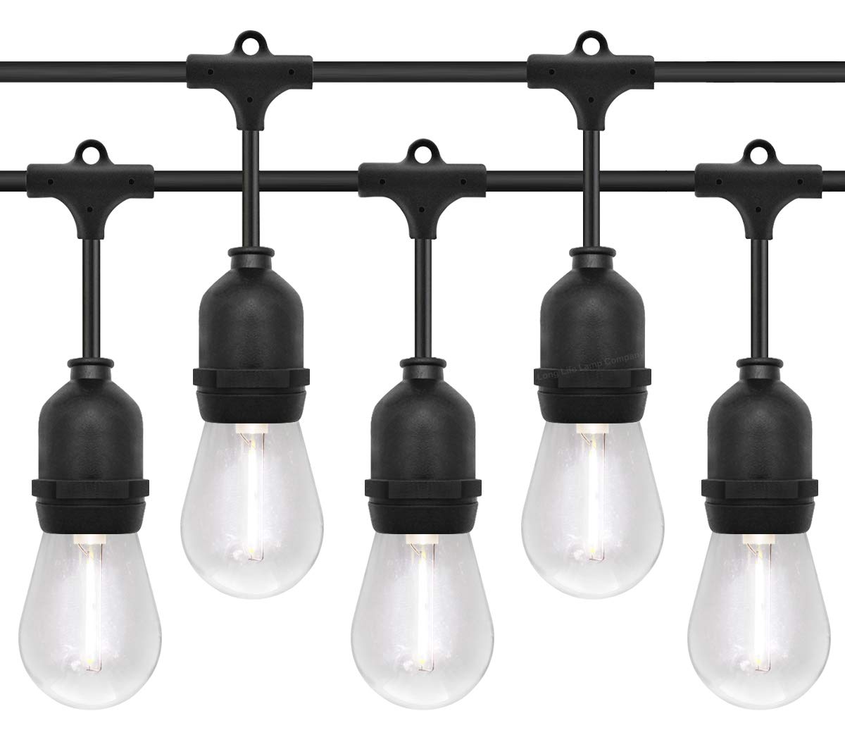 Long Life Lamp Company 10 Bulb 10 Meter Outdoor LED Festoon String Lights Coloured Cool White 1w Vintage Bulbs IP64 240v Heavy Duty