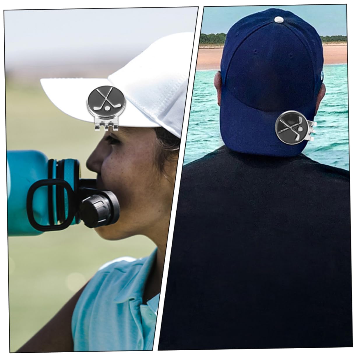 BESPORTBLE Hat Clip Gurtverschluss Golf Golfzubehör Golfrasen Markierungen Golfen Golf-Marker-Hut-Clips Hutmarkierungsverzierung Dekorative Golfmarker Eisen Black 2st