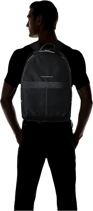 Tommy Hilfiger Men TH Elevated Nylon Backpack Hand Luggage, Black (Black), One Size