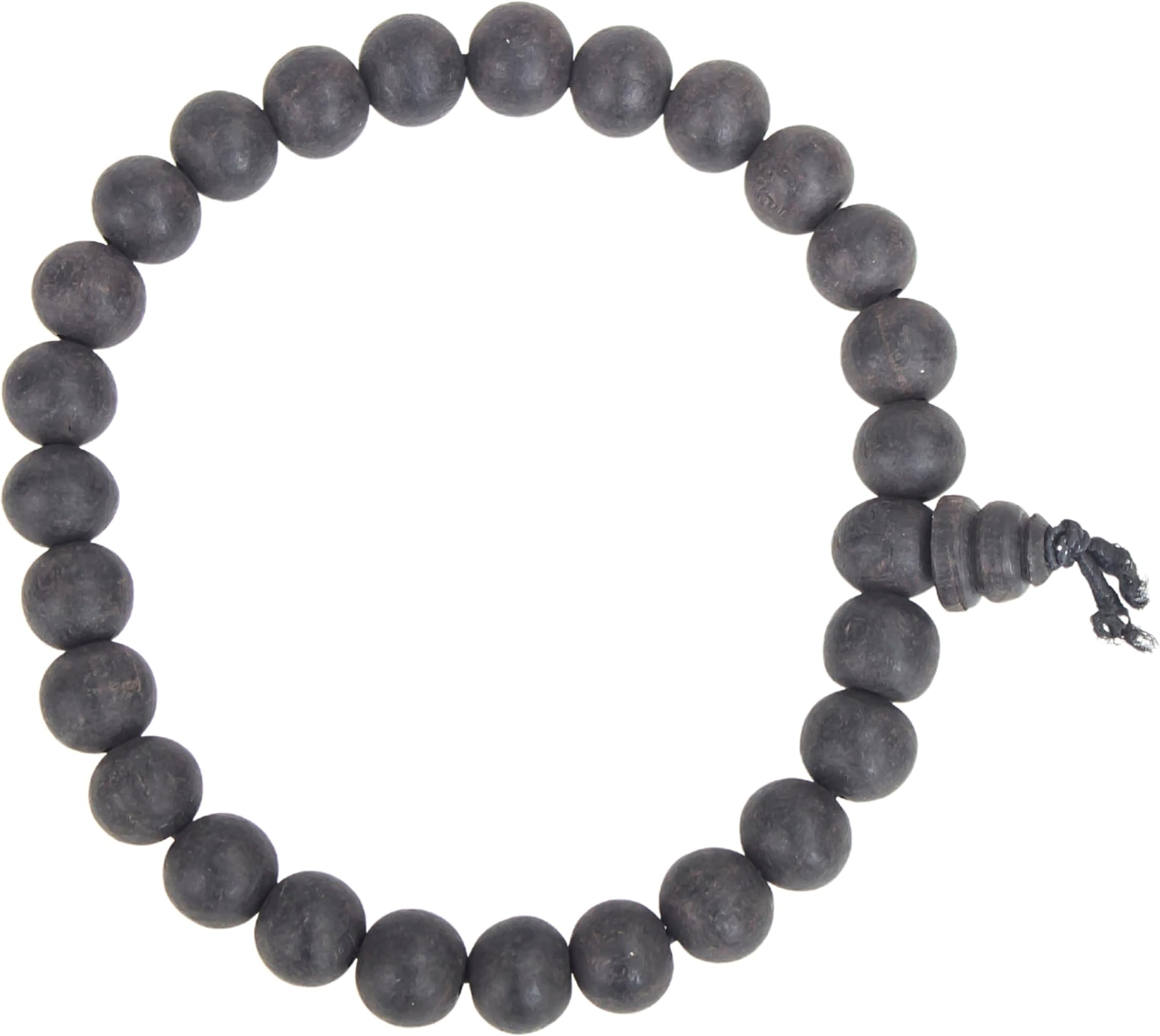Unisex 100% Natural Unpolished Karungali Bracelets Original | Karungali Kattai Bracelet 8mm - Natural Black Ebony Wood 8mm Bead Size, 1 Piece