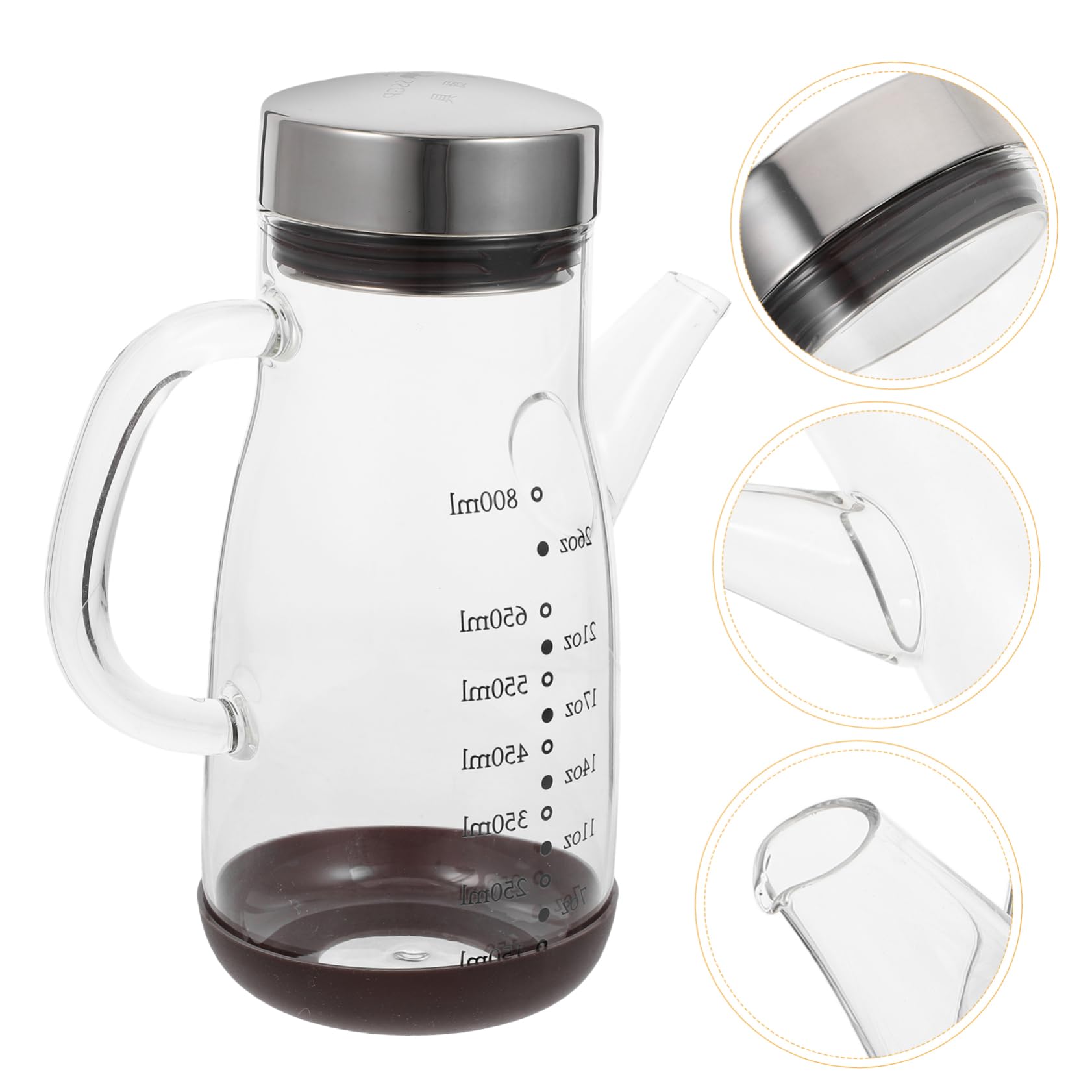 Ölspenderflasche mit Messmarkierung aus Edelstahl und Glas
