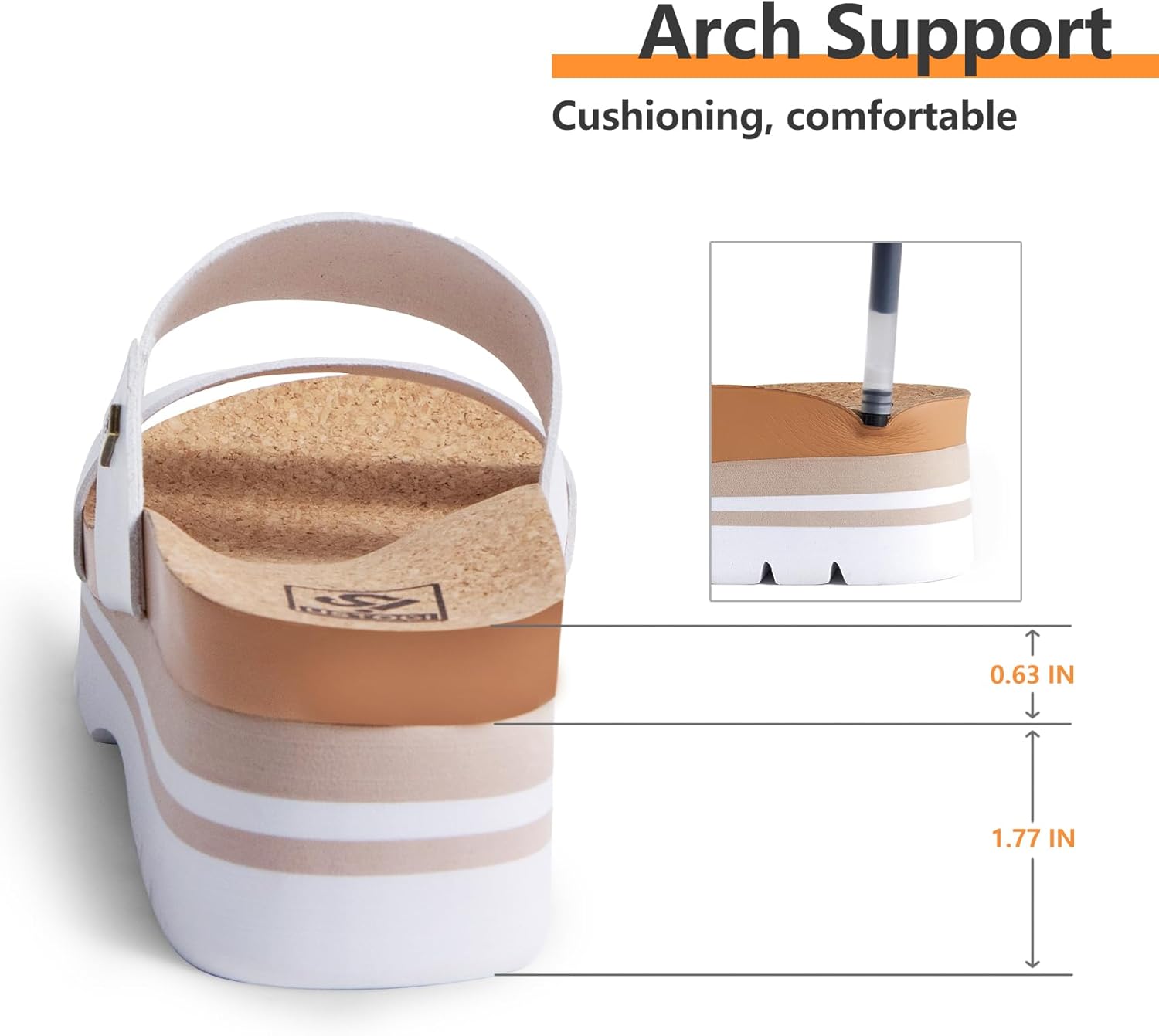 Women's Higher Platform Sandals Arch Support Beach Slides for Woman Orthotic Summer Causal Cork Footbed Slip on Cushion Cute 2 Strap Flatform 2.2IN sandalias de mujer - Image 6