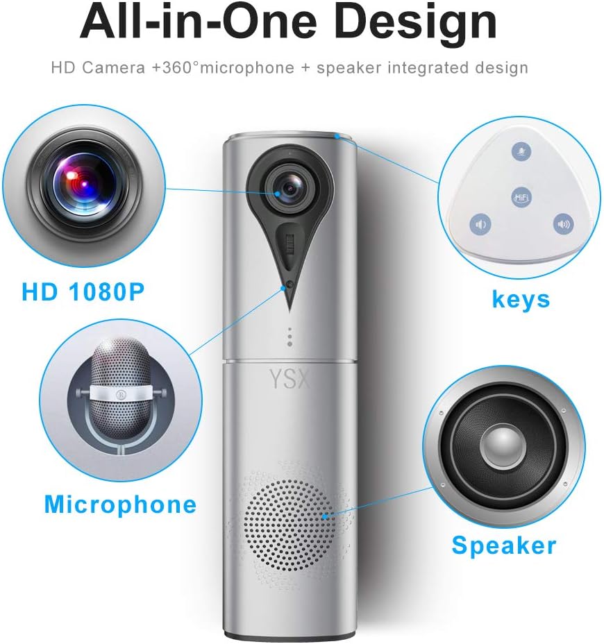 Tор Brаndѕ YSX Conference Room Camera - Conference Call Speaker, 1080p Video Conference Camera with Speaker, USB Plug and Play, Webcam with Microphone for Zoom Skype… (Version I)