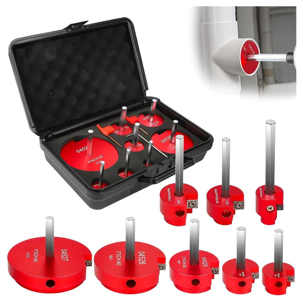Kit de 8 escariadores de tubos de PVC, protector de montaje de PVC, protector de enchufe de PVC, apto para escariador de tubos de PVC estándar de 0.5 pulgadas, incluye P1/2 pulgadas, P3/4 pulgadas, 1