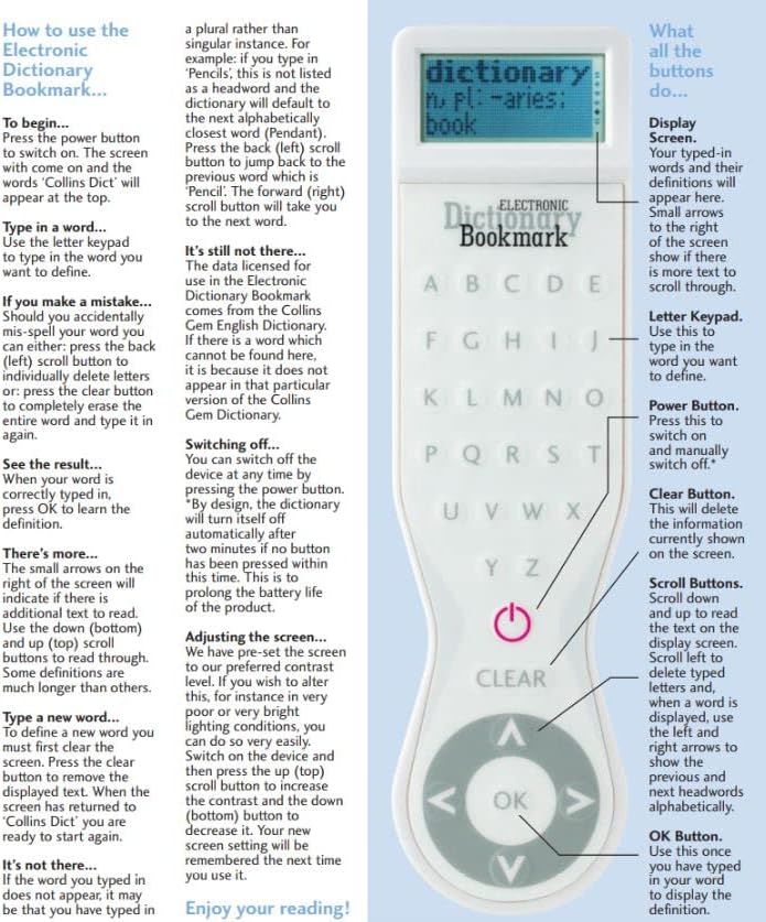 IF CARDED ELECTRONIC DICTIONARY BOOKMARK - ENGLISH (UK) GREY