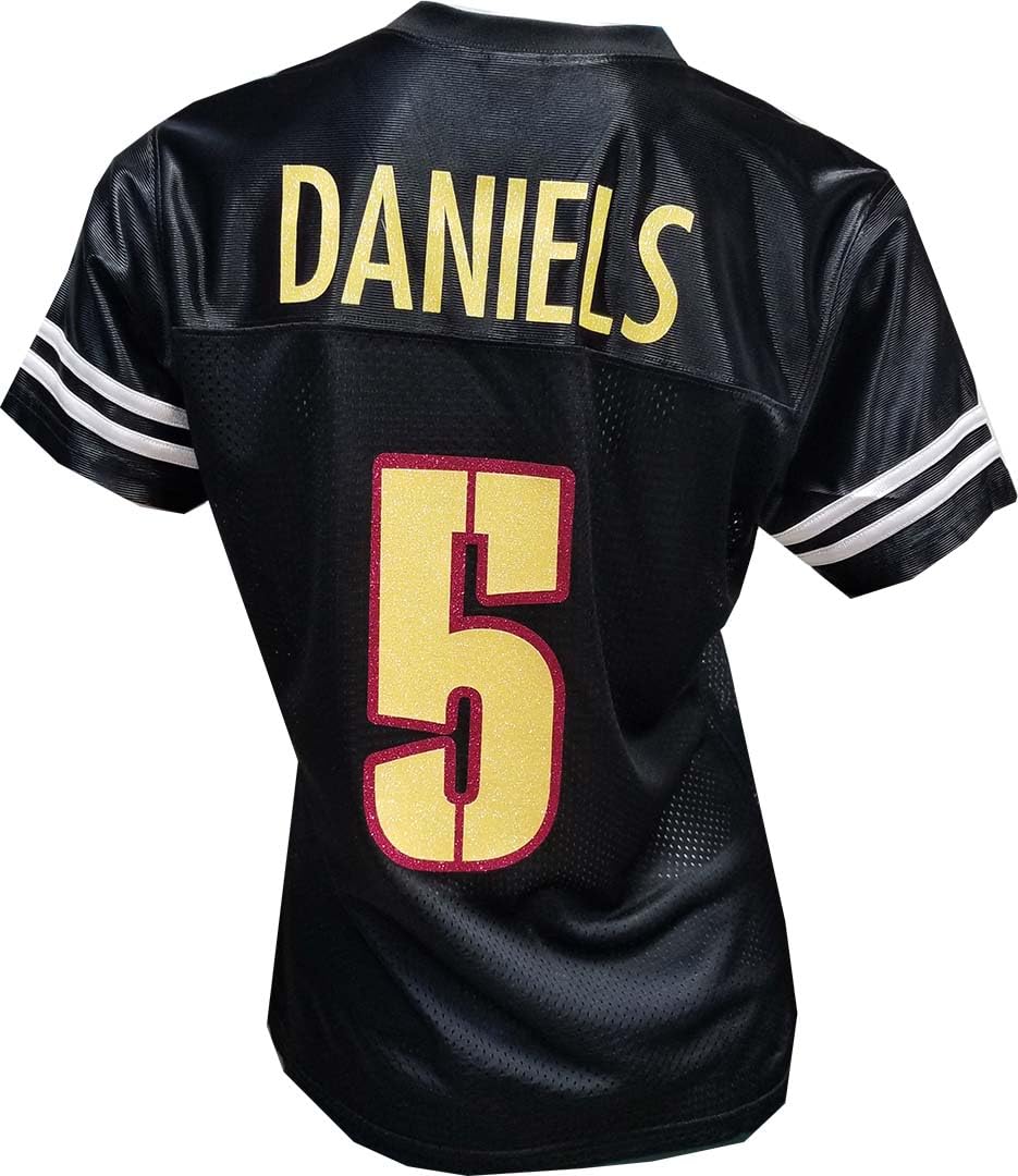Custom Womens Blinged Football Black Mesh Jayden Daniels Jersey Size X-Large XL