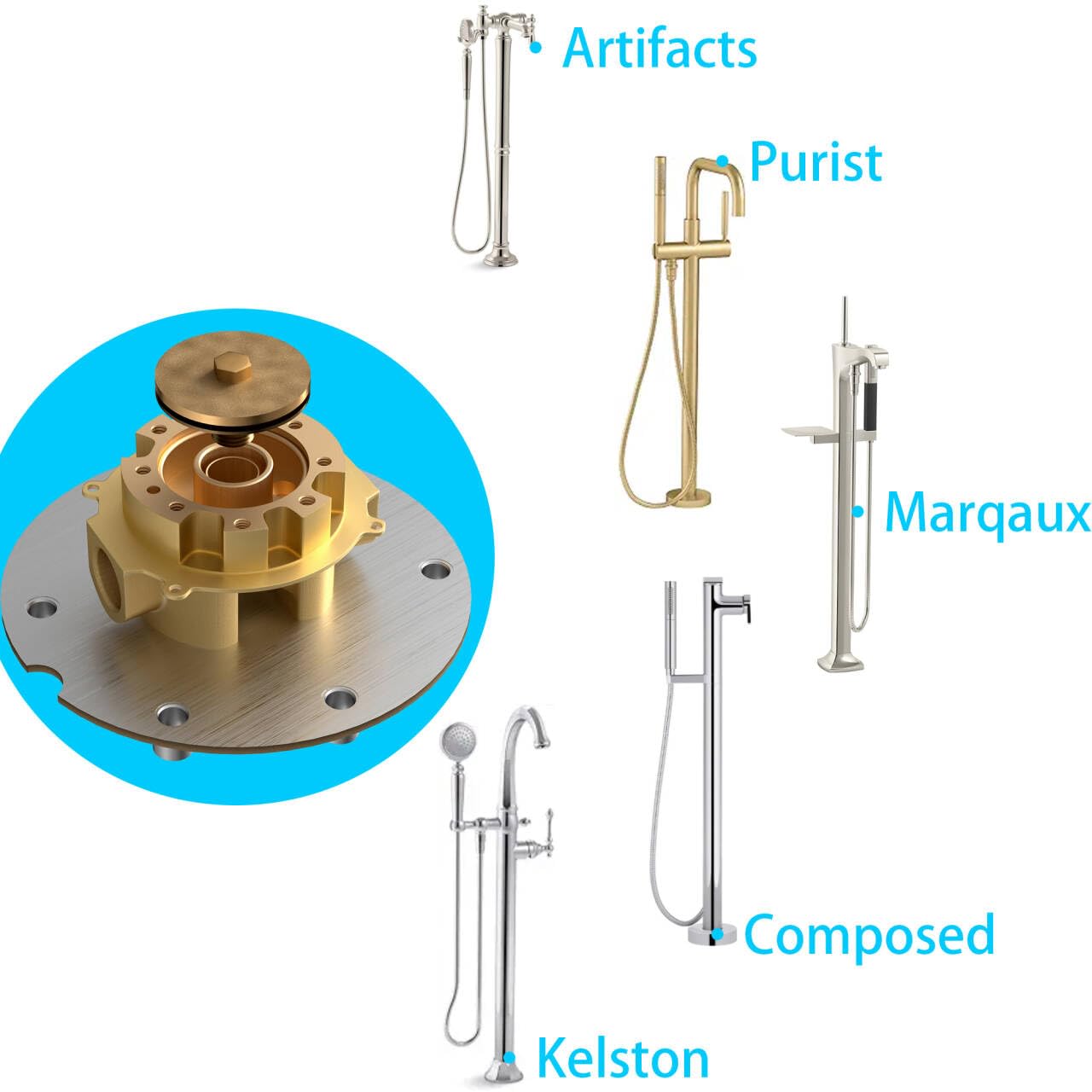 Floor-Mount Block Replacement for Kohler K-97339-NA for Kohler