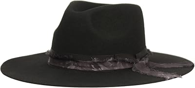 Vintage Wool Felt Fedora Hat Classic Rancher for Men Women Wide Brim (Black)
