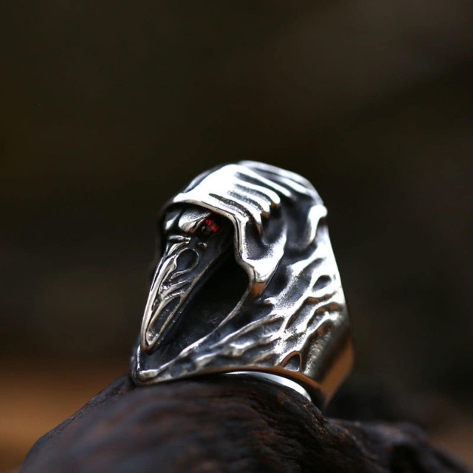 DAOMEI Viking Crow Skull Zircon Ring For Man Grim Reaper Skull Ring Man's Jewelry