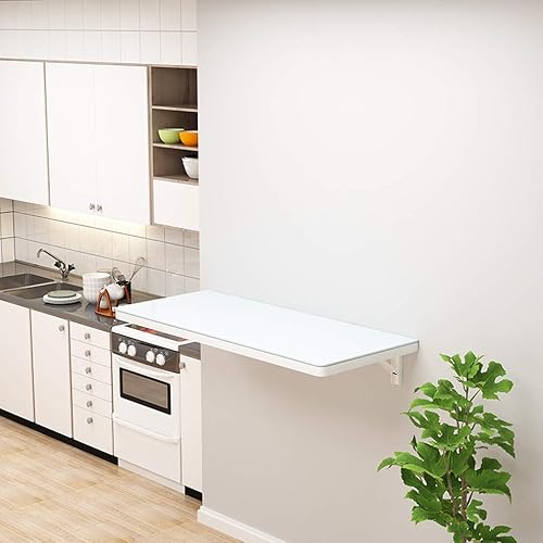 Mesa multifunción para montar en la pared, escritorio flotante para computadora, mesa de comedor plegable, diseño de vidrio templado, para banco de
