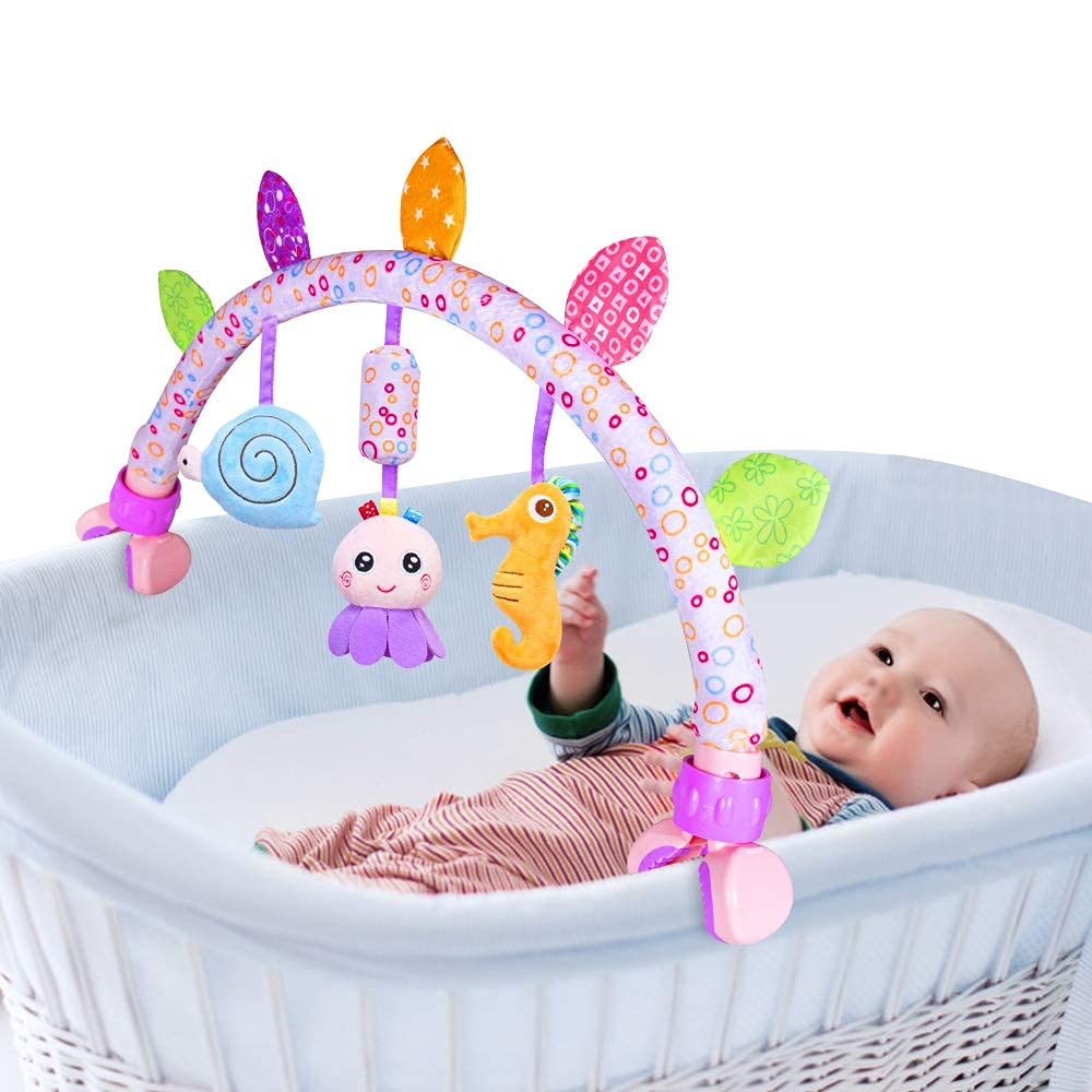 Caterbee Travel Arch Bassinet Toys for Baby Stroller, Crib & Pram. Activity Bar Toy for Indoor and Outdoor(Purle)-image-38