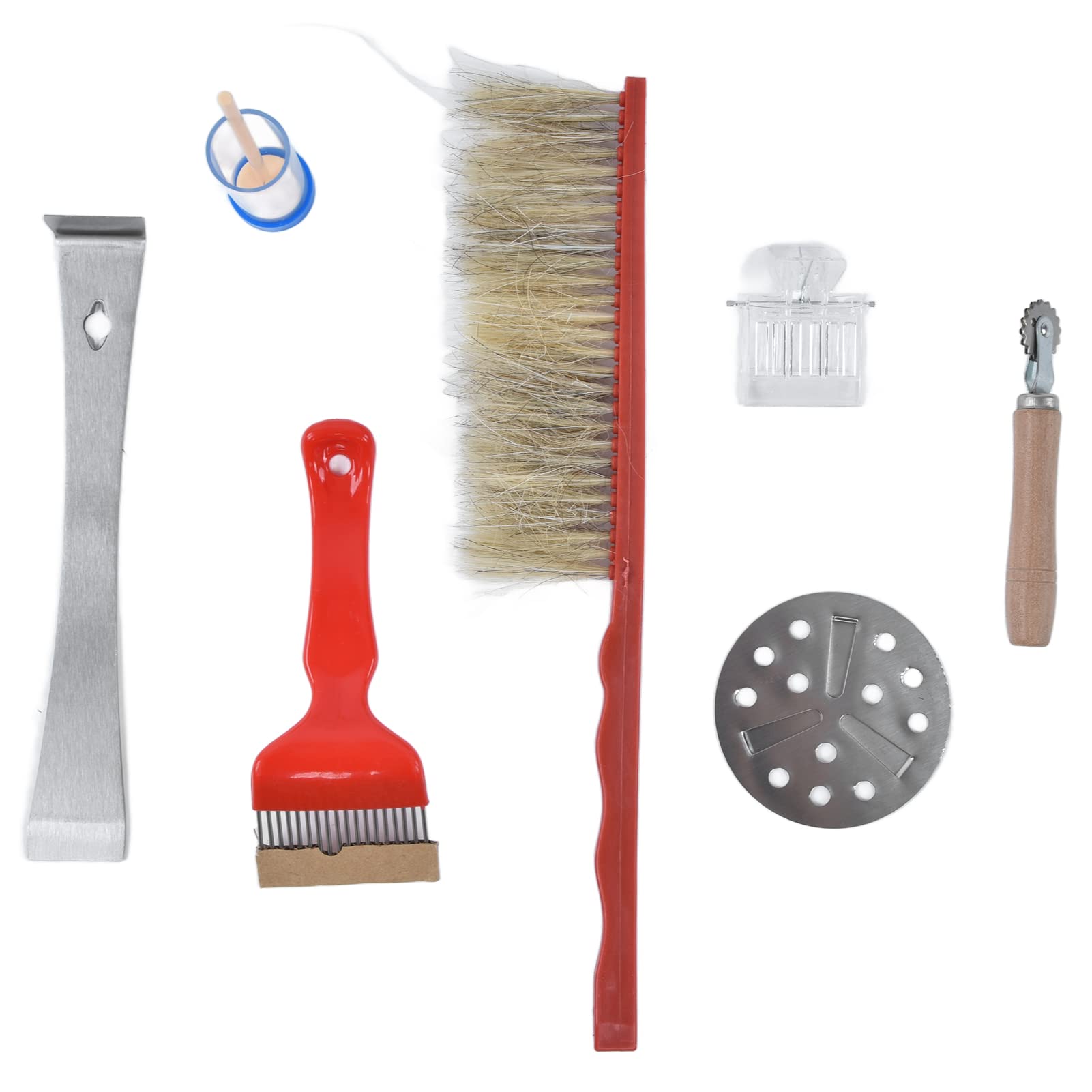 8 Unids/Set Suministros De Apicultura, Kit De Apicultura Cepillo De Abeja Raspador Marco Clip Alambre Incrustador Colmena Ahumador Jaula De Abeja Reina Herramienta para Destapar