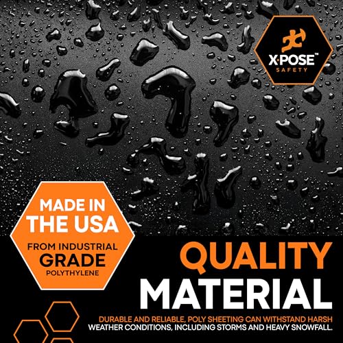 Image of Xpose Safety Black Plastic Sheeting - 20' x 100' Roll, 6 Mil - Heavy Duty Poly Sheet - Waterproof, Dustproof, Vapor Barrier - for Construction, Painting, Industrial Use