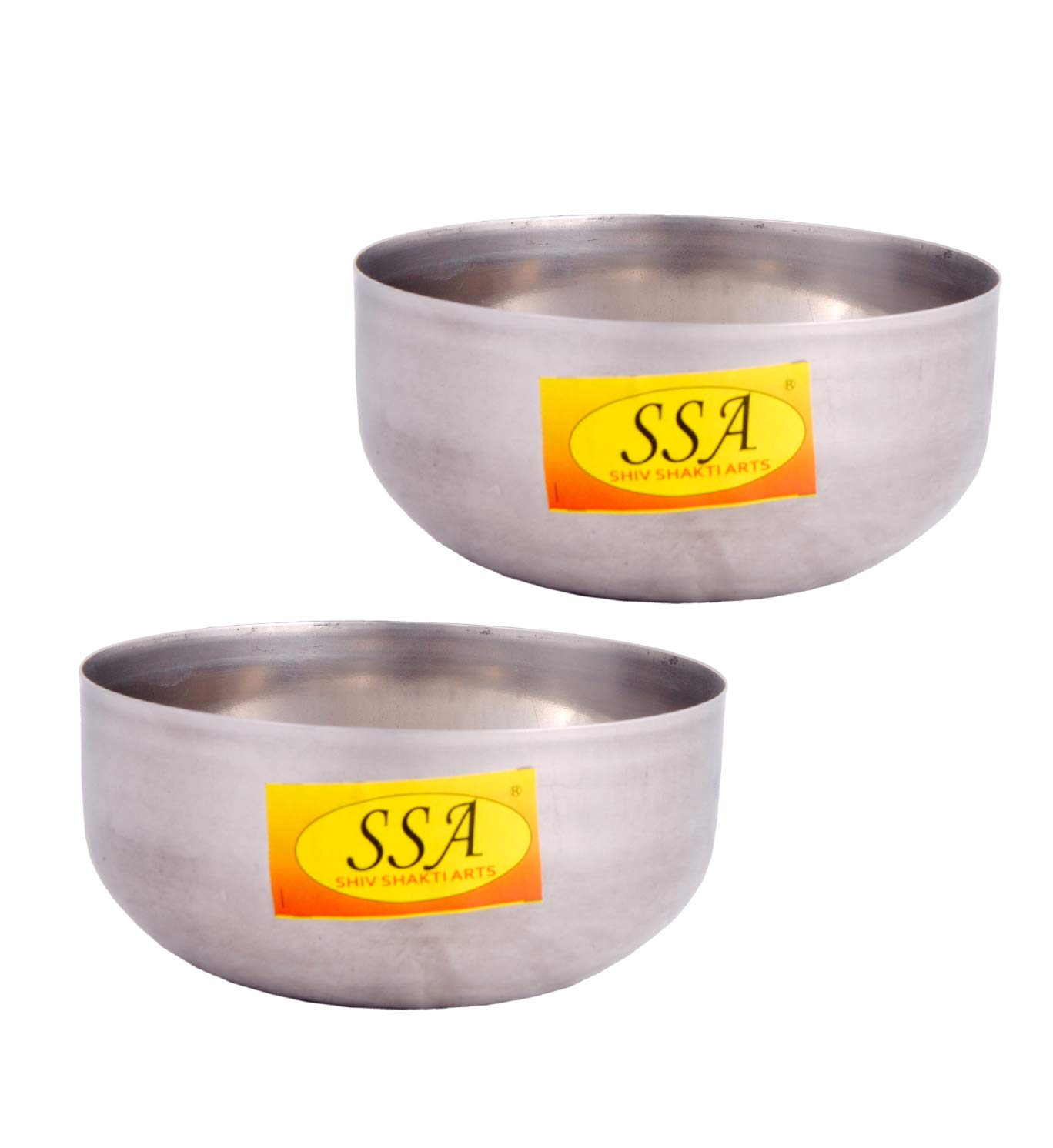 SHIV SHAKTI ARTS Stainless Steel Plane Handi, Bowl (2 Piece, 300 Ml Each, Silver)