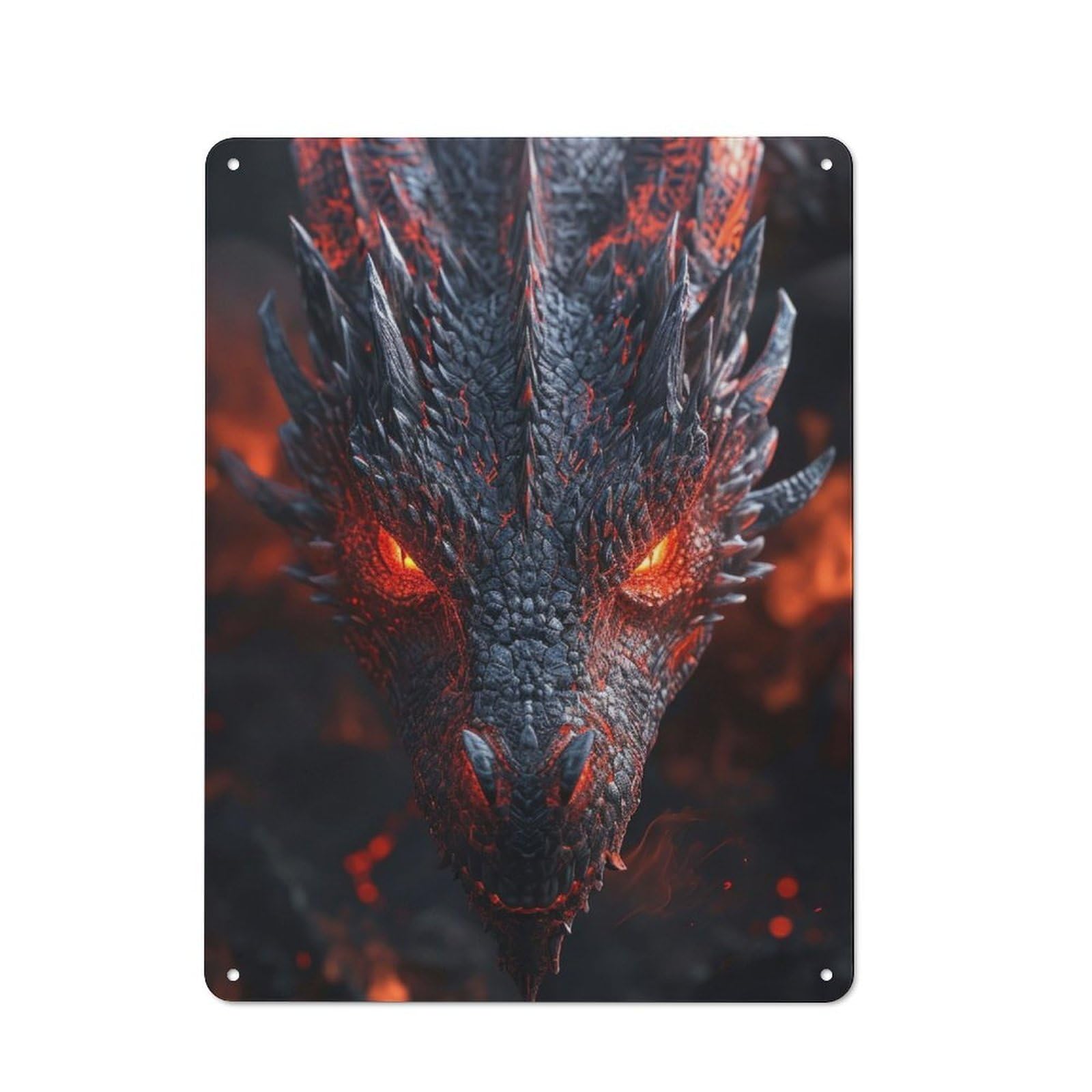 Junmoney Red Eyed Dragon Metal Sign 40X30cm With For Hallway Wall, Vintage Decor, For Garage, Workshop And Man Cave Decoration