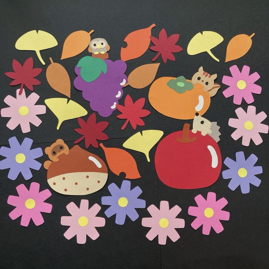 Amazon.co.jp: 壁面飾り 秋 9月 10月 11月 コスモス 落ち葉 果物