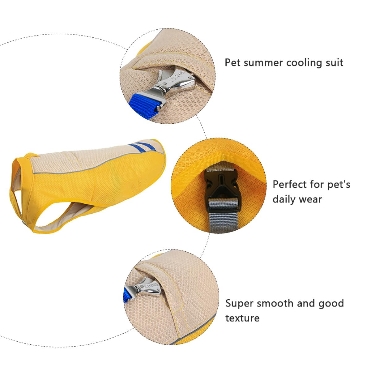 Artibetter Gilet Rafraîchissant de Prévention Le Coup de Chaleur Jaune pour Chien en Polyester Léger et Confortable Promenade Séances Photo