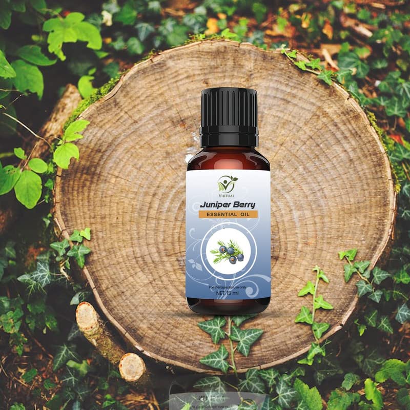 Image of VIRTUAL Juniper Berry Essential Oil For Hair & Skin Pure, Natural & Undiluted Oil For Aromatherapy Therapeutic Grade 15ML