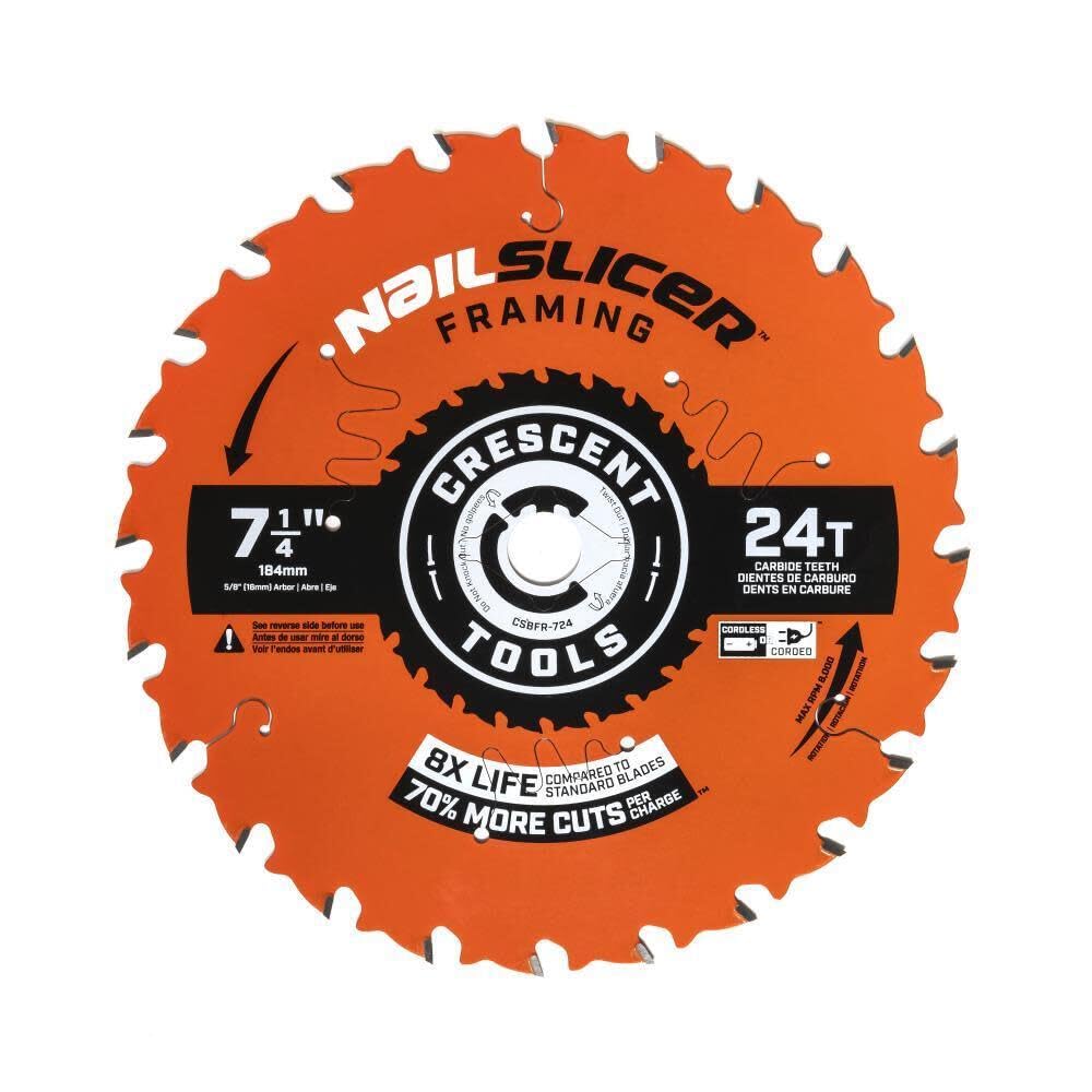 CSBFR-72 CSBFR-724 for Nailslicer Framing Circular Saw Blade 7 1/4'' 24T CSBFR724