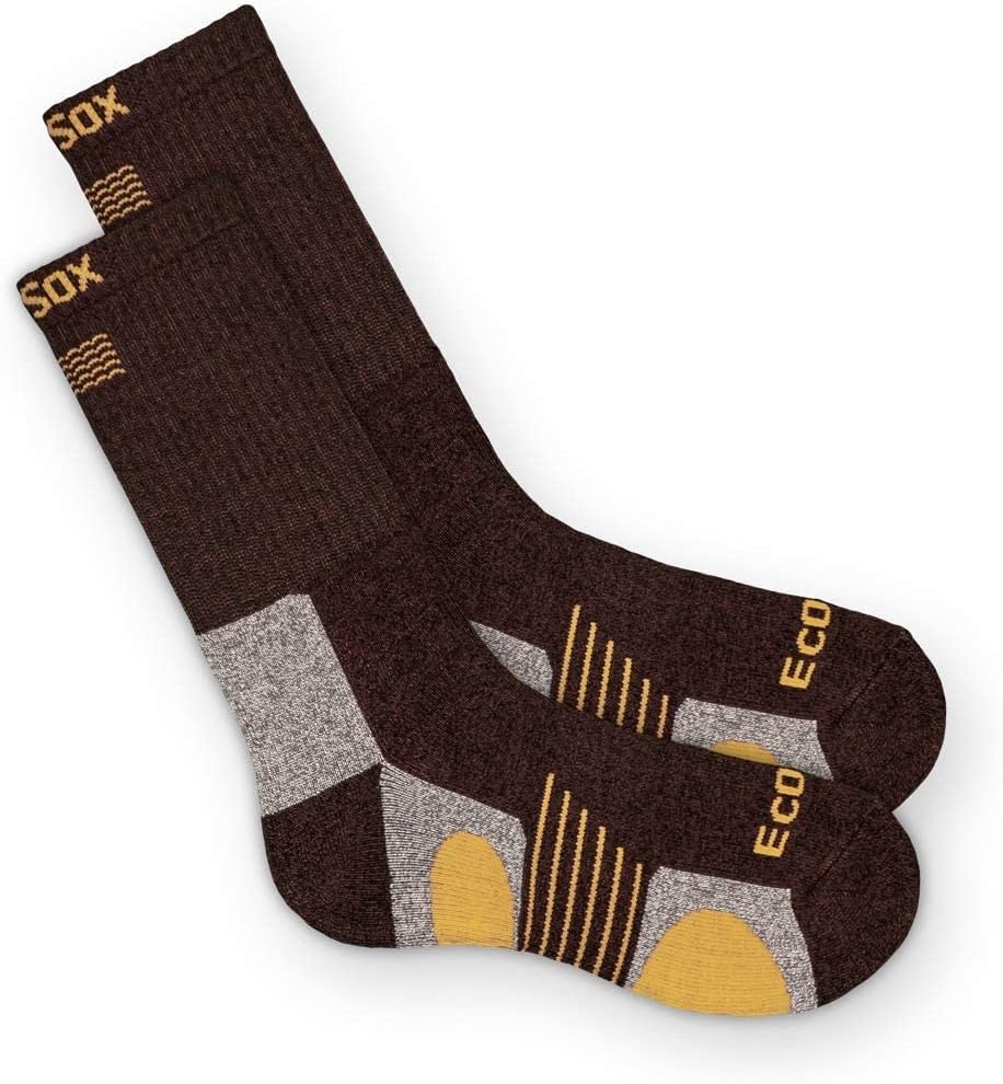 Ecosox Bamboo Viscose Full Cushion Hiking Outdoor Crew Socks - 3 Pack (US, Alpha, Large, Regular, Regular, Dark Brown and Honey)