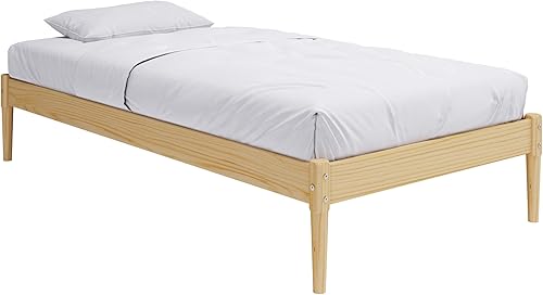 DHP Lorriana - Marco de cama con plataforma de madera de pino maciza de 14 pulgadas, tamaño matrimonial, natural