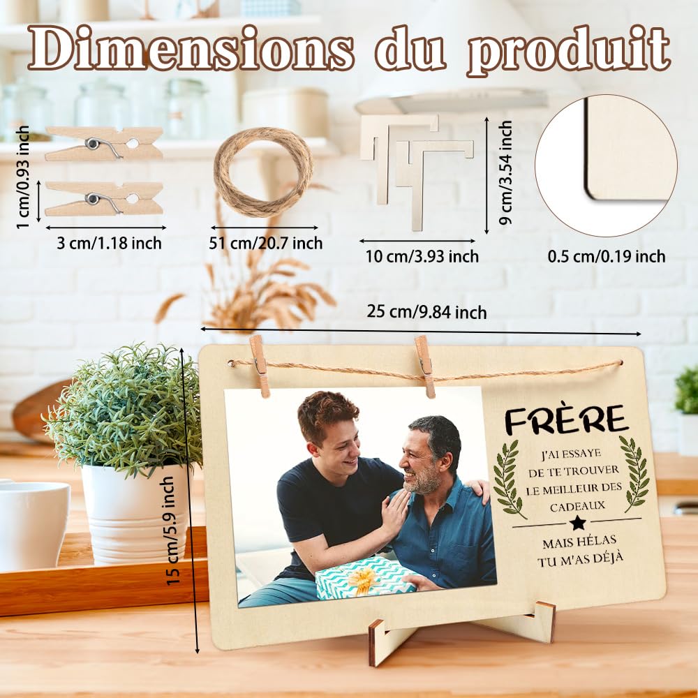 Cadre Photo en Bois Cadeau pour Mon Frère Anniversaire Saint-Valentin