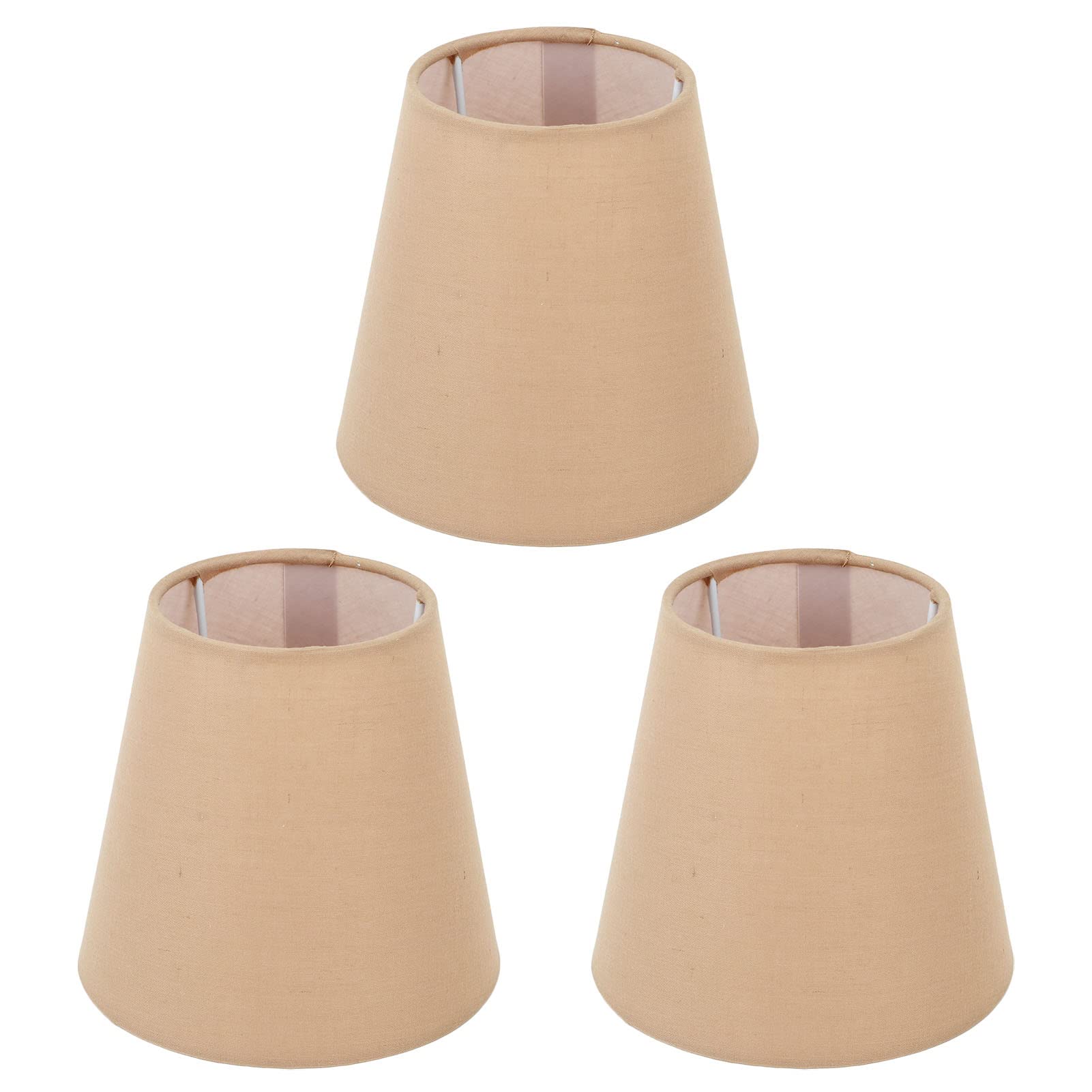 Fabric Lampshade Dust Cover, Innovative 3pcs E14 Intervention Type High Transmittance Safety Cloth Fabric Lampshade for Bedroom for Study for KTV (Khaki)