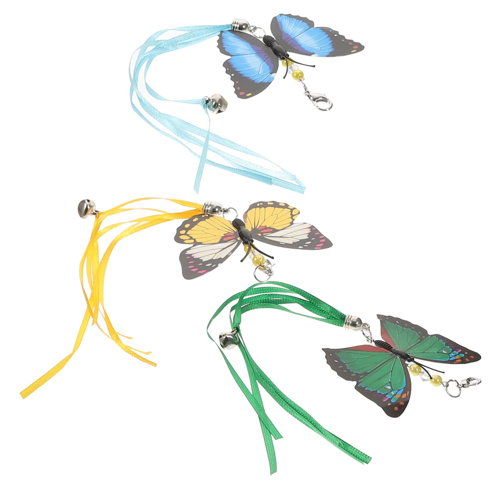 POPETPOP 3pcs Cat Teaser Butterfly Refills Replacement Heads for Cat Teasing Sticks Safe Material Artificial Bug Pattern Promotes Healthy Activity