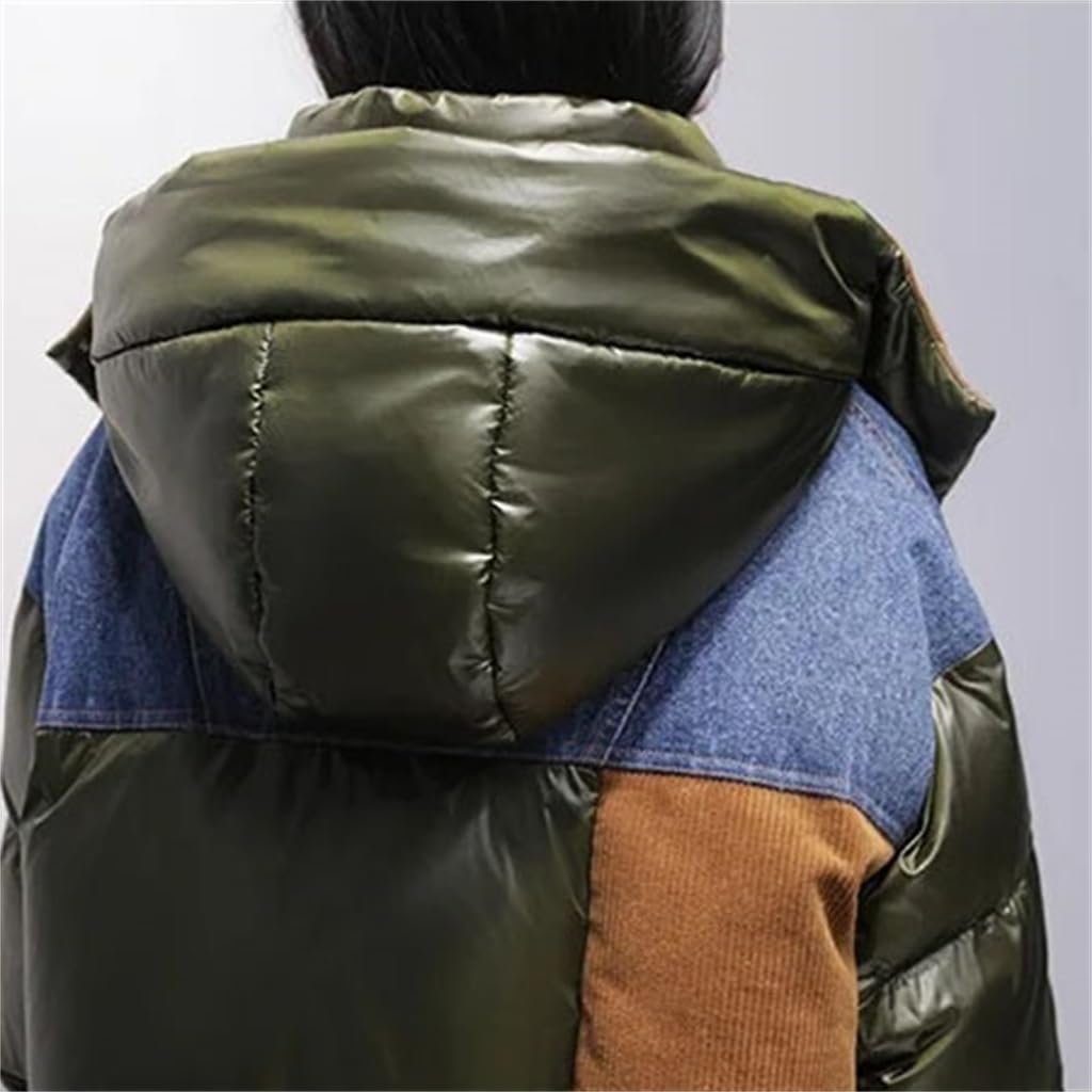 Winter Denim Sewing Down Jacket Thickened Coat Ladies Casual Loose