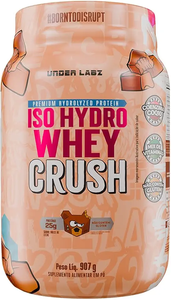 Whey Crush (907g) - Iso Hidro - Under Labz | Nutrição, Pós-Treino, Alta Absorção, Recuperação Muscular – Baixo Carboidrato – 30 Porções (Sabor: Dulce de Leche)