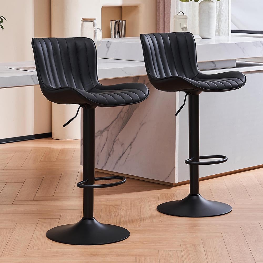 Kidol&Shellder Bar Stools Set of 2 Modern Breakfast Bar Stools, Black — image 1