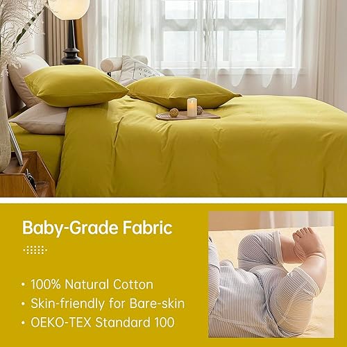 Miniatura 7 de ELLYMONI - Juego de funda de edredón y funda de almohada (100 % algodón)