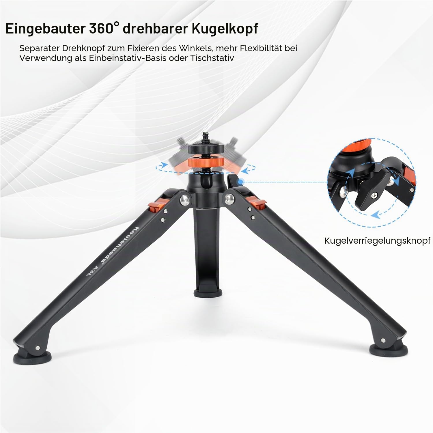Koolehaoda Stativ Basis für Einbeinstative, Vergrößerte Standfüße Aluminium Mini Tischstativ mit 1/4"-3/8" Schraube für DSLR Kameras, Einbeinstativ, Fotografie Stick, Kugelkopf