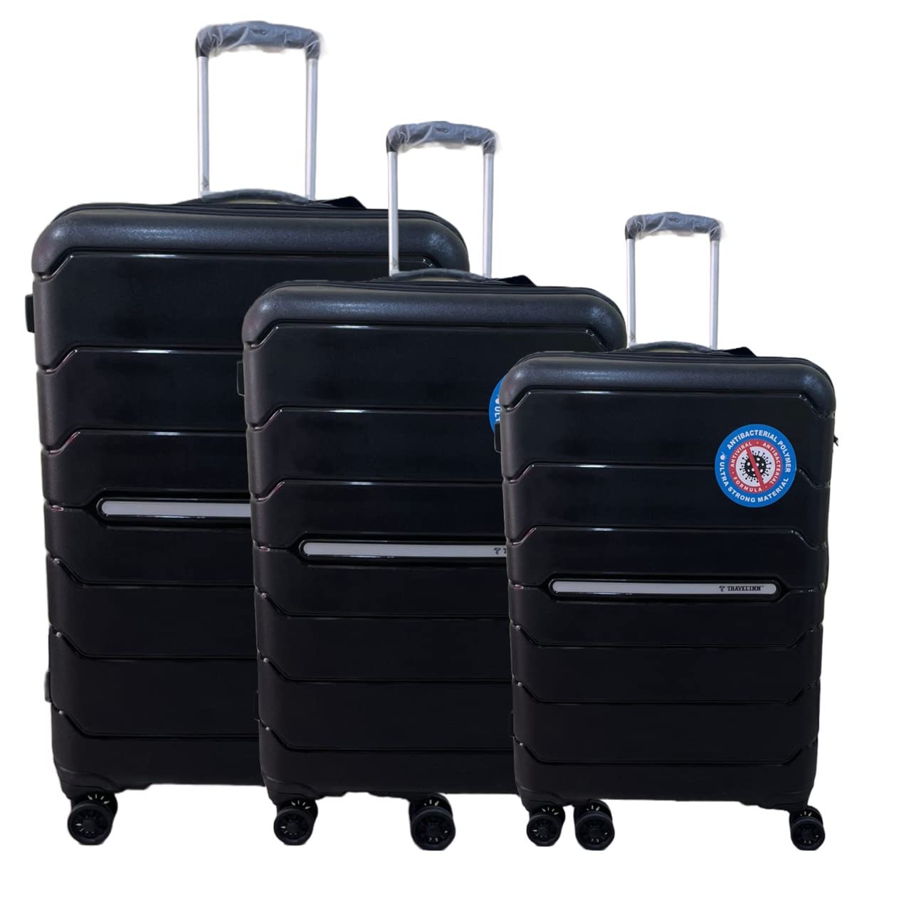 Buy Travelinn Trolley Set of 3 AntiTheft Zipper, 8W Hard Body Luggage Set, Combination Lock