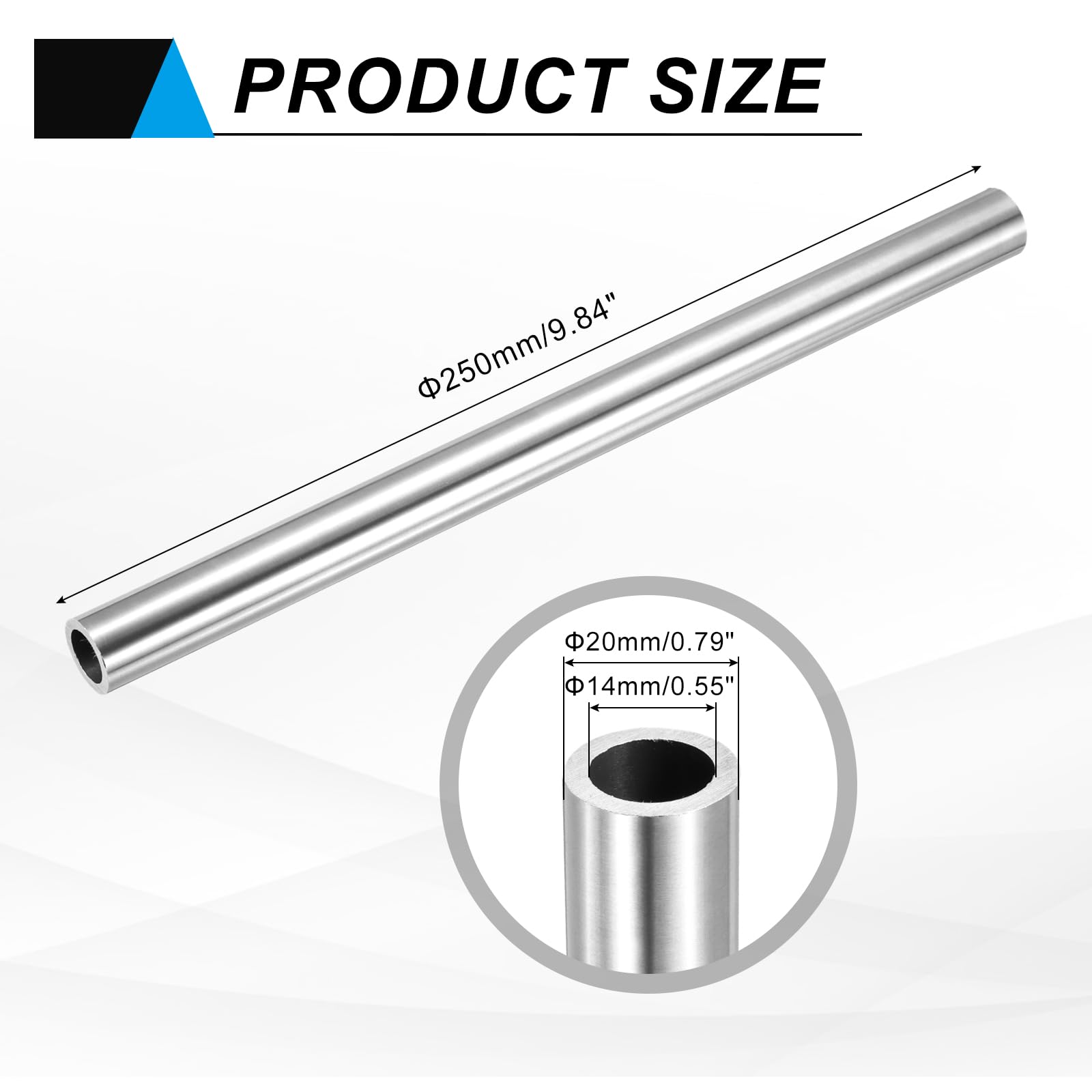 QUARKZMAN Tubo De Acero Inoxidable 304, 14mm Diámetro Interno 20mm Diámetro Externo 250mm Longitud Tubo Capilar Recto Sin Costura De Metal Redondo Para Proyectos Industriales Y DIY