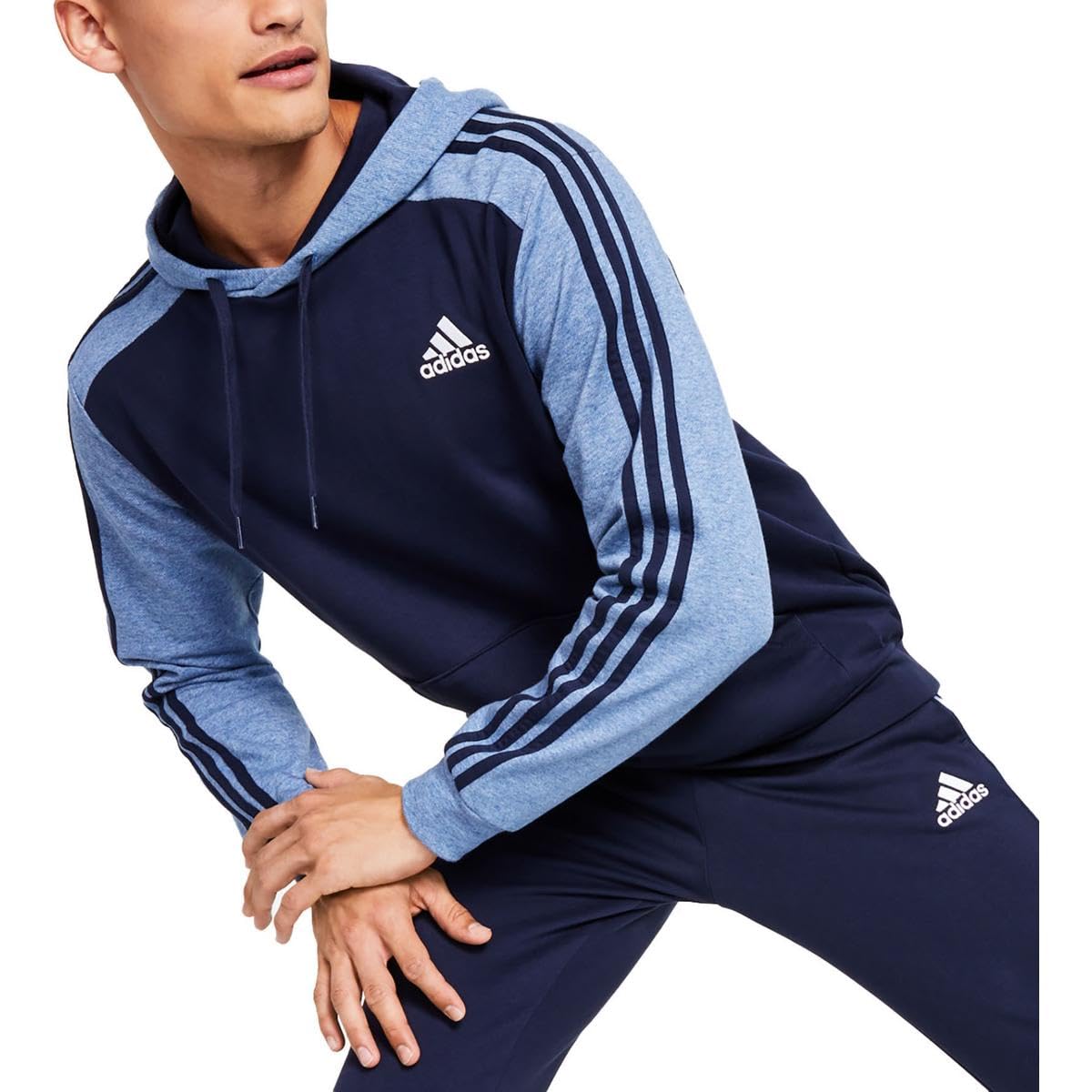 adidas Men's Essentials Mélange French Terry Hoodie, Ink/Ink Melange, Small