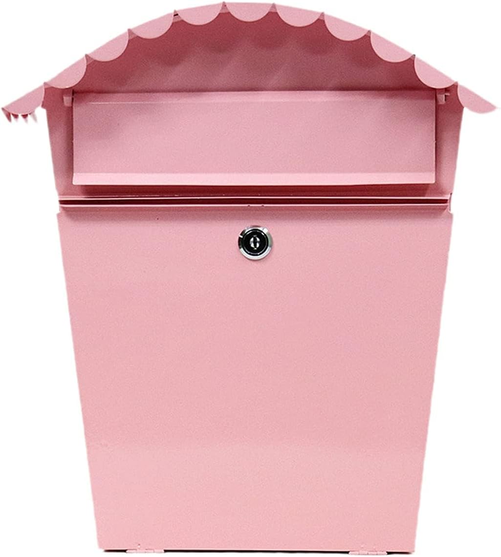 Wall Mount Locking Mailbox,Weatherproof Drop Mail Box Medium Capacity Galvanized Steel Cover Rust-Proof Metal Simple Post Box (Black)