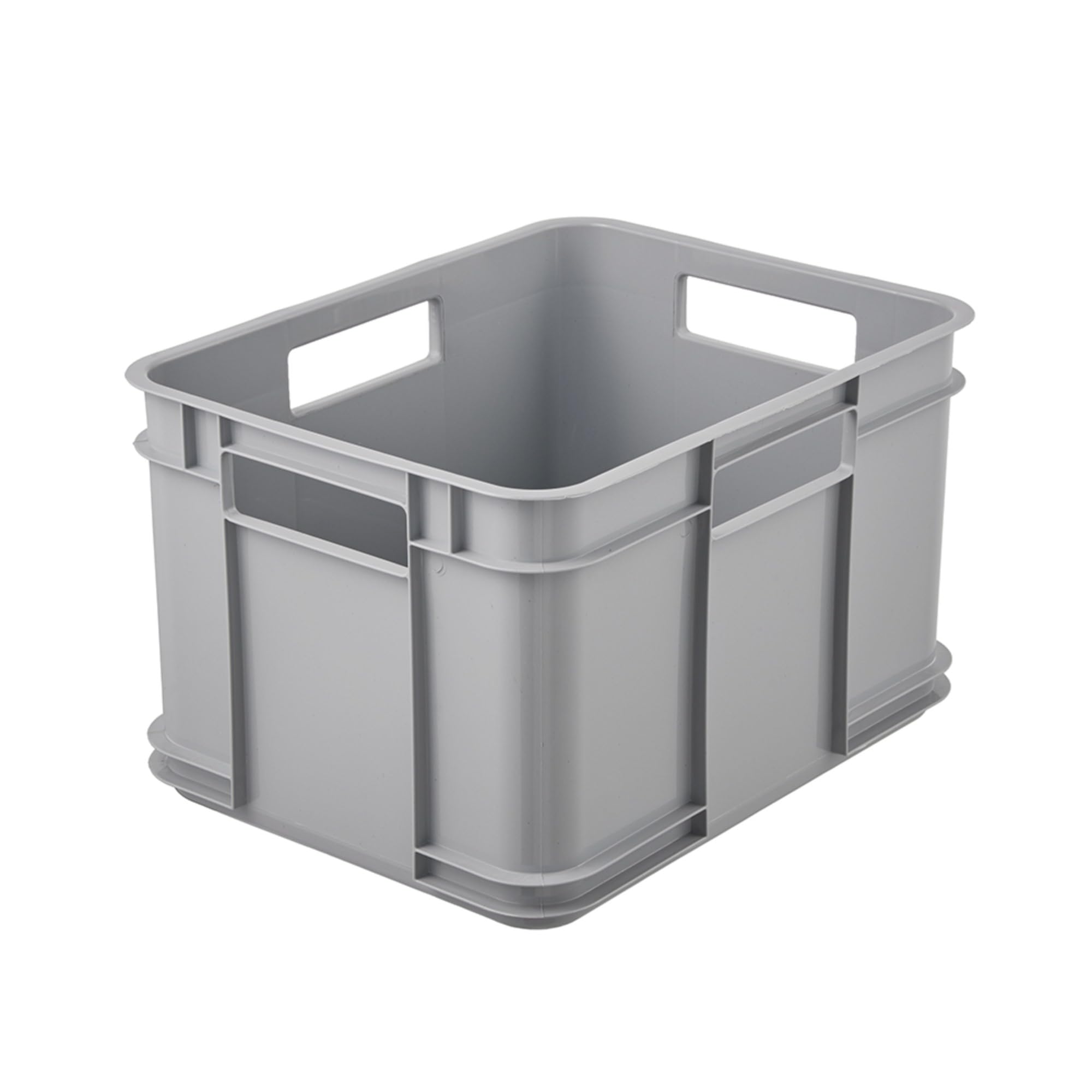 keeeper Bruno Eco Line Transport Box with Carry Handles, Euro Box M, 16 L, 35 x 27 x 22 cm, Eco Stone Grey